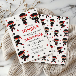 Ninja Ninja Guerreira Negra Convite de Aniversário