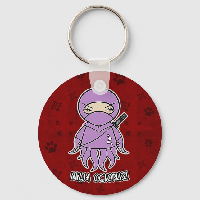 Ninja Octopus! Em Chaveiro vermelho (Frente)