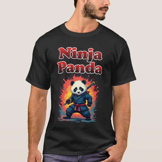 Ninja Panda T-Shirt Cute Samurai Style (Frente)