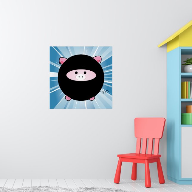 Ninja Pig no Impressão Poster azul (Berçário 1)