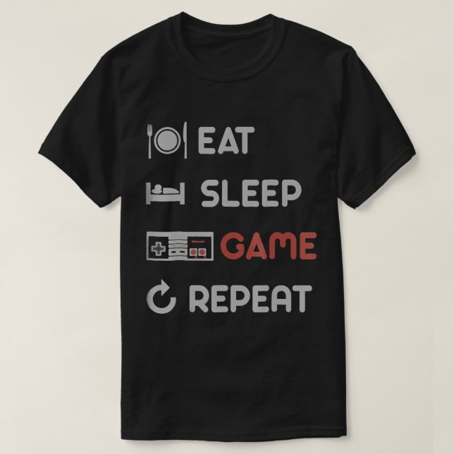 Nintendo Coma Jogo do Sono Repetir Camisa Gráfica (Frente do Design)