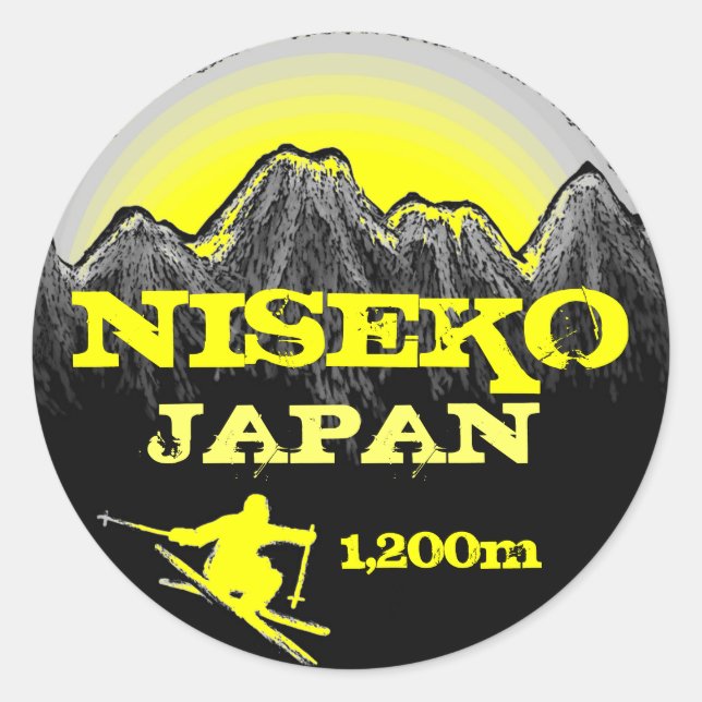 Niseko Japão - adesivos amarelos para esqui (Frente)