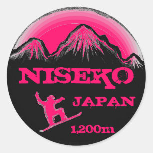 Niseko Japão - adesivos cor-de-rosa de snowboard d