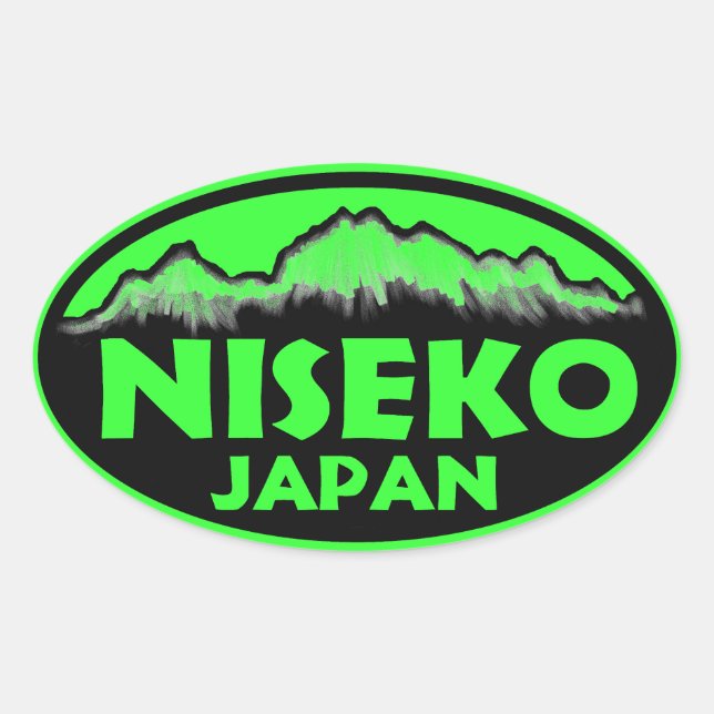 Niseko Japão - adesivos ovais verdes (Frente)