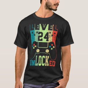 Nível 24 Camisa Desbloqueada Vídeo Gamer 24 Bir