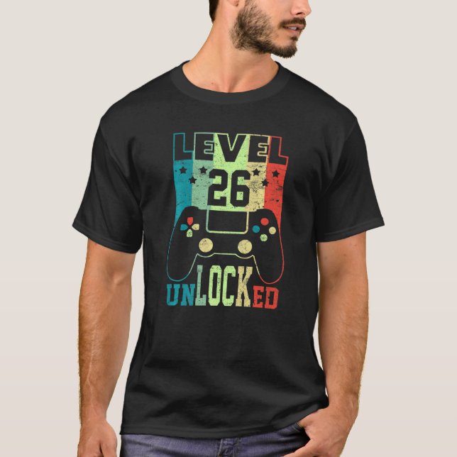 Nível 26 Camisa Desbloqueada Vídeo Gamer 26th Bir (Frente)