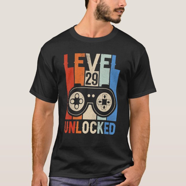 Nível 29 Camisa Desbloqueada Vídeo Gamer 29th Bir (Frente)