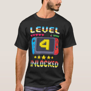Nível 4 Desbloqueado Camisa de Aniversário de 4 an