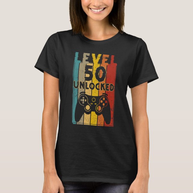 Nível 50 Camisa Desbloqueada Vídeo Gamer 50th Bir  (Frente)