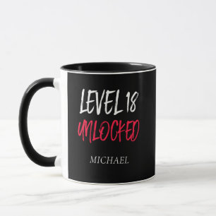 Nível de Aniversário 18 Desbloqueado Caneca Preta