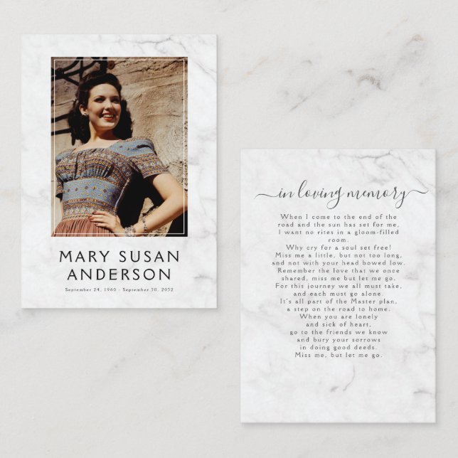 No Adoro Memória Simples Cartão de Poema de Foto M (Frente/Verso)