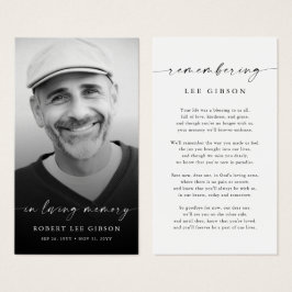 No Amor Memória Funeral Memorial Prayer Card