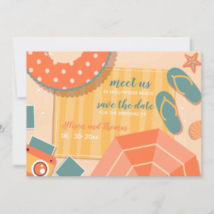 No anúncio de salvar a data na areia