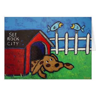 no cartão da casa de cachorro