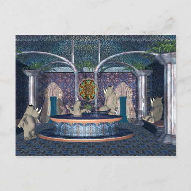 No cartão dos termas do rinoceronte (Frente)