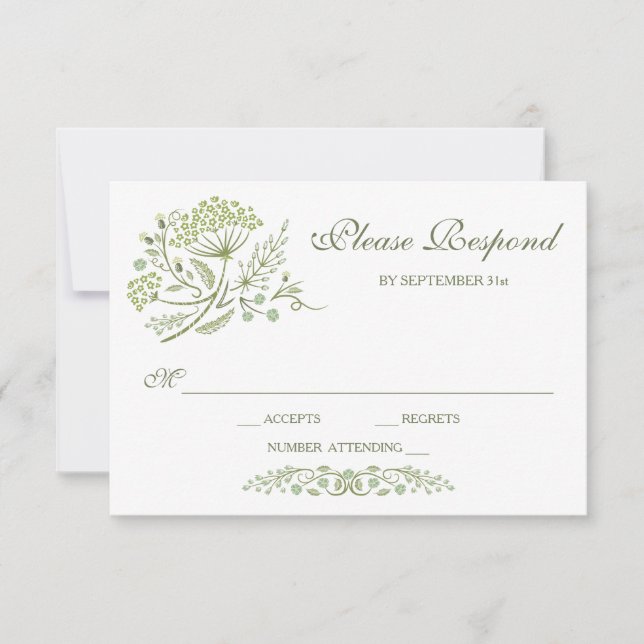 No Cartão RSVP de Casamento de Prairie (Frente)