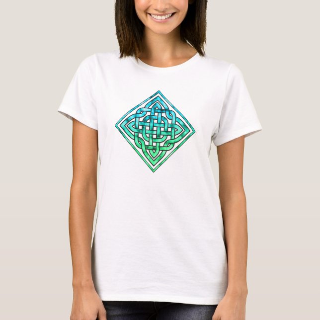 Nó Celta - Camisa Branca Verde Azul Diamante (Frente)