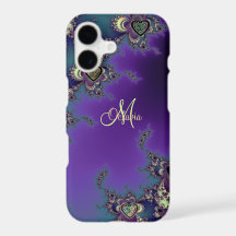 Nó Celta do Coração Fractal Azul e Roxo Monograma