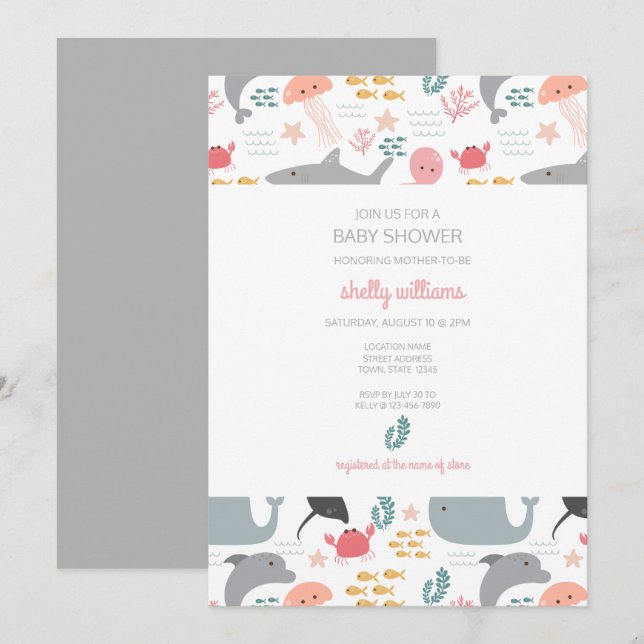 No Convite De Padrões Para Amigos Do Mar (Frente/Verso)