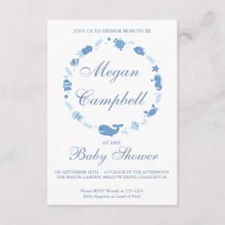 No Convite Para Chás de fraldas Marítimos