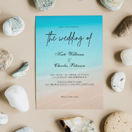 No convite para o casamento na praia