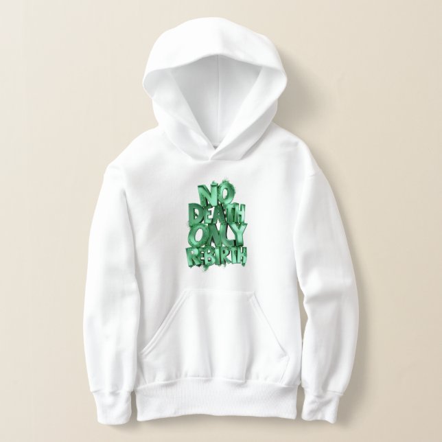 No Death Only Rebirth, Kids Pullover Hoodie Green (Postura )
