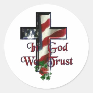 "No deus nós confiamos" o logotipo 3" etiqueta