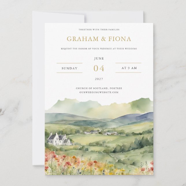 No Glen Watercolor Convite (Frente)