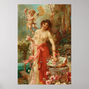 No Jardim da Flor por Hans Zatzka - poster