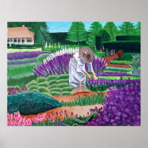 No jardim do poster da arte do jardim da lavanda