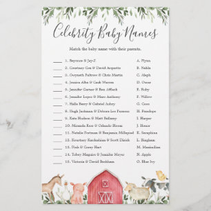 No Jogo de Nomes de Bebês da Celebridade do Chá de