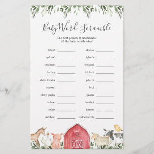 No Jogo do Word Scramble do Chá de fraldas da Faze