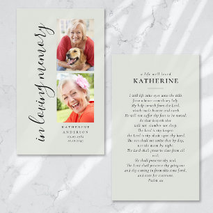 No Loving Memory Calliographic 2 Photo Prayer Card