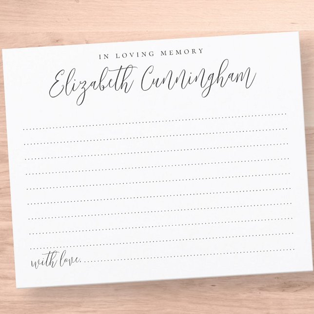 No Loving Memory Classic Simple Attendance Card (Criador carregado)