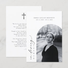 No Loving Memory Funeral Arch Photo Prayer Card