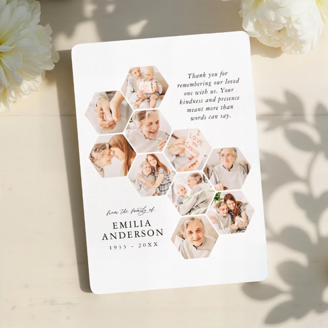 No Loving Memory Funeral Modern 10 Photos Card (Criador carregado)