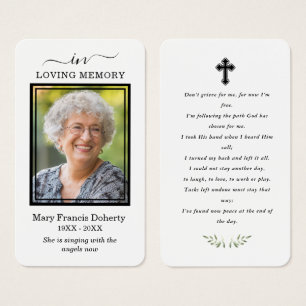 No Loving Memory Funeral Photo Prayer Card