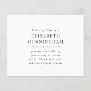 No Loving Memory Memorial Modern Simple Cote