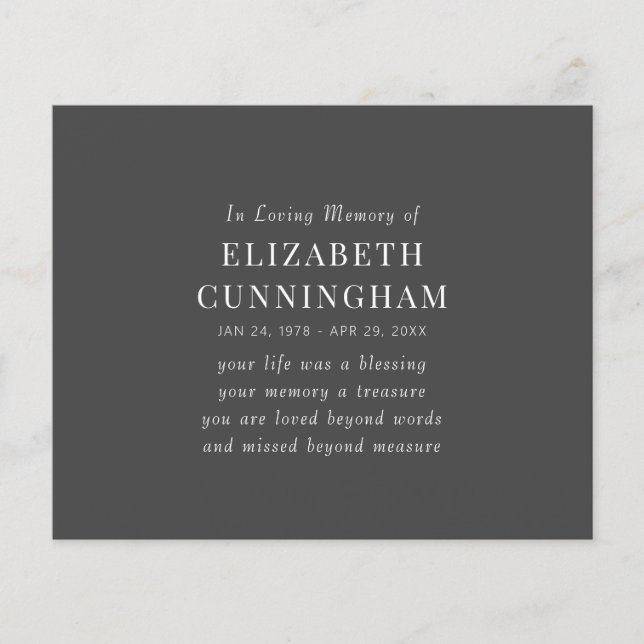 No Loving Memory Memorial Modern Simple Cote (Frente)