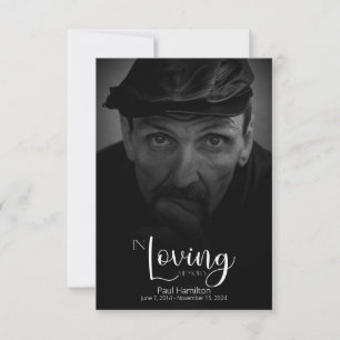 No Loving Memory White Script Cartões de agradecim