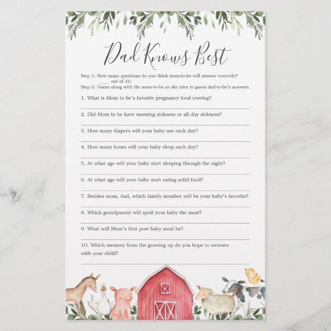 No Pai Chá de fraldas, O Melhor Jogo É Conhecido (Frente)