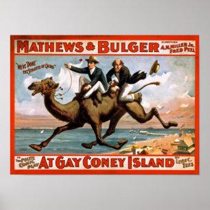 No poster vintage alegre de Coney Island