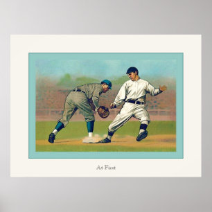 No primeiro poster do basebol do vintage do ~