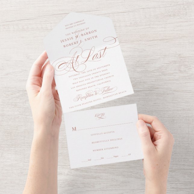 No Último Casamento de Caligrafia Dourada na Rosa (Aba destacável)