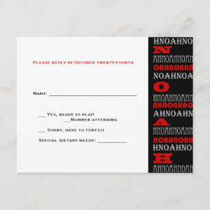 Noah Legal Bar moderno Mitzvah RSVP Vermelho Negro