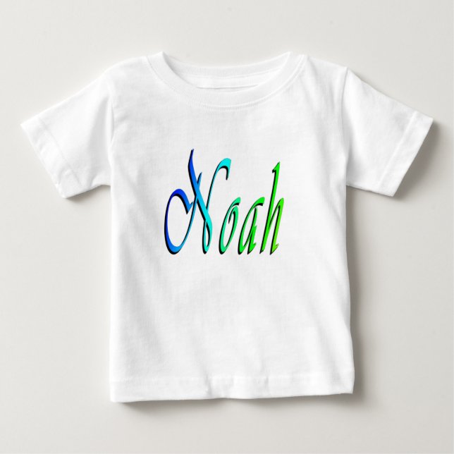 Noah, nome, logotipo, camiseta branca do bebê (Frente)