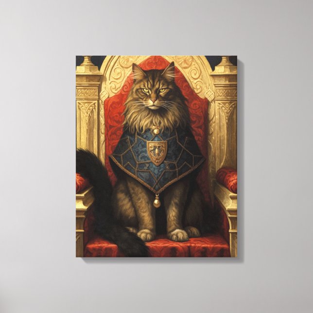 Noble Maine Coon Cat Throne Art Impressão (Frente)