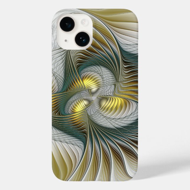 Nobre Ouro Teal Abstrato Fantasy Arte Fractal (Verso)
