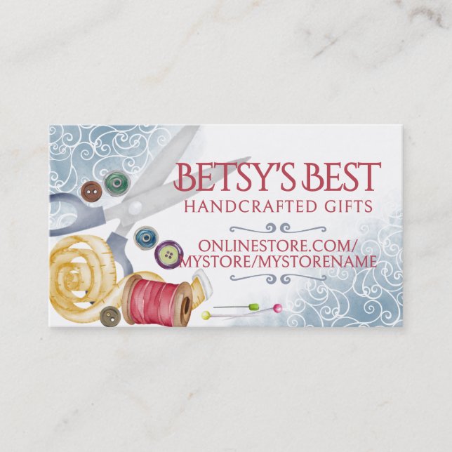 Noções de costura por aquarelas cartão de visita (Frente)