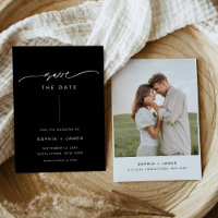 NOIR Moderno Casamento Minimalista Salve o Cartão 